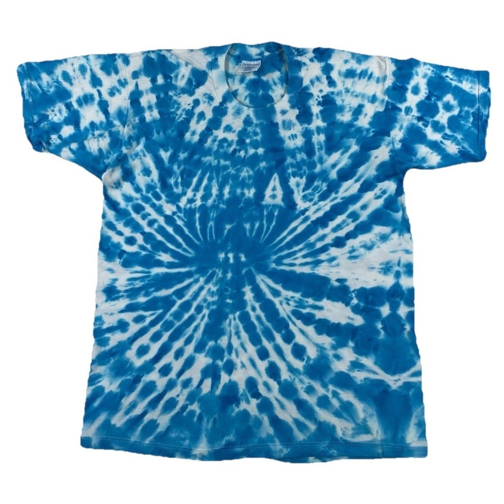 Vintage Blank Tie Dye T-Shirt Single Stitch Blue White Cotton USA Size Large